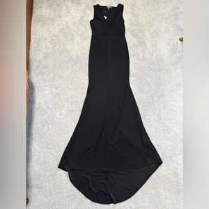 Missguided Black Plunge Fishtail Maxi Dress. NWT!